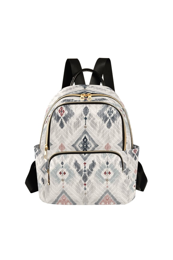 Gray Embroidery Plaids Quilted Backpack Fashion Daypack Commuter Bag for Women 8.5 L