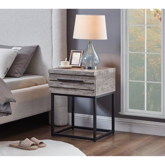 Gray End Table with Square Shape Design / Modern Look for Home