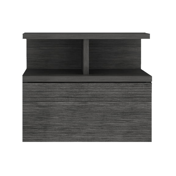 Gray Engineered Wood - Organized Storage with Drawer - Bedroom Wall Mount - Save Floor Space
