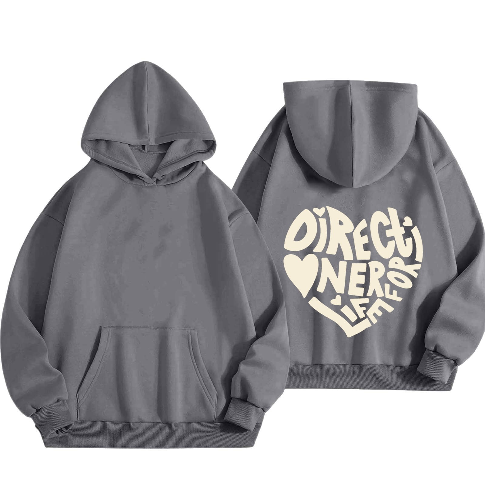 Gray Essentials Hoodie, Polyester Oversized Hoodies for Women