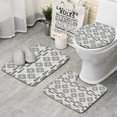 thumbnail image 1 of Gray Ethnic Feather Pattern Bathroom Rugs Sets 3 Piece,Toilet Cover Set,Absorbent Non Slip Bathroom Mats Sets with U-Shaped Contour Rug Toilet Rug Set, 1 of 5