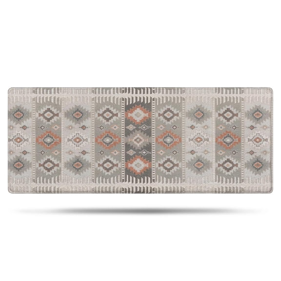 Gray Ethnic Rhombus and Triangle Pattern Bathroom Rugs Mat,Non Slip Microfiber Bathroom Rug,Rubber Backing,Soft Bathroom Mats for Bathroom Floor,Tub and Shower,60x24in(150x60cm)