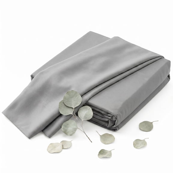 Gray Eucalyptus Premium 4-Piece Tencel Lyocell Sheet Set, Silky Soft 100% Tencel, Oeko-TEX Certified, Queen
