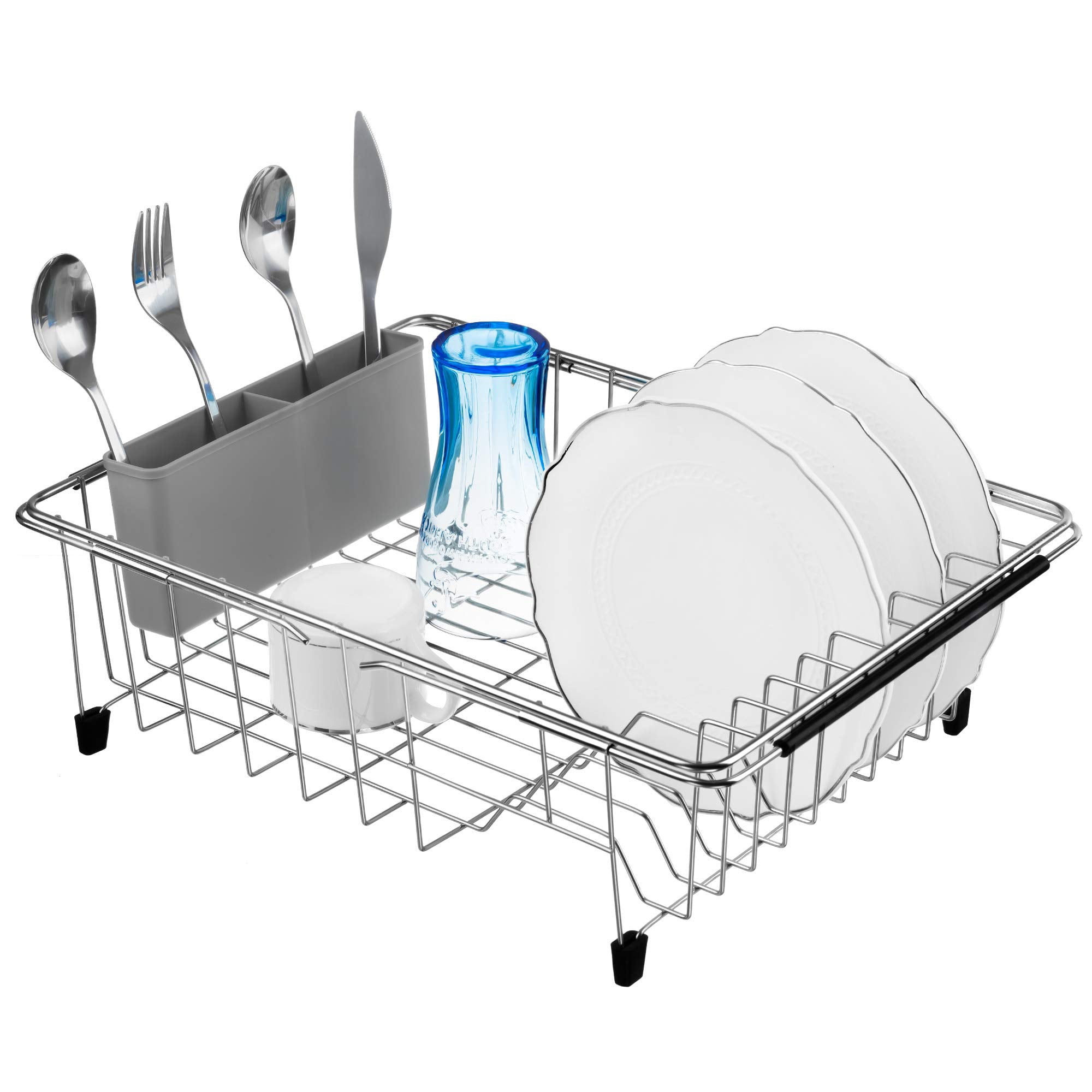 Gray Expandable Multifunctional Stainless Steel Dish Drying Rack for ...