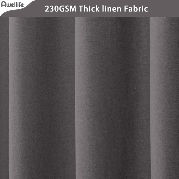 Gray Extra Long Shower Curtain Linen Shower Curtain For Bathroom Natural Cloth Cott[793]