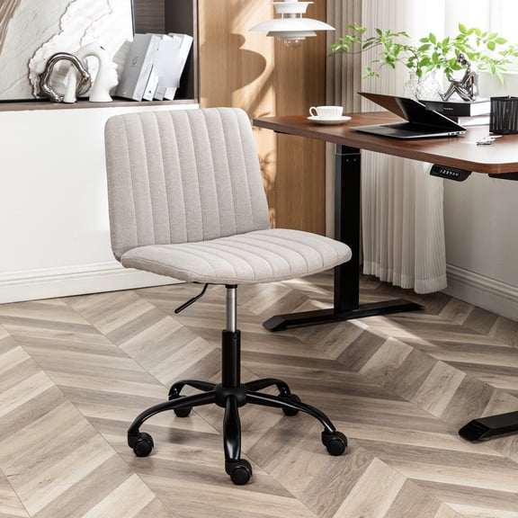 Gray Fabric - 360° Swivel and Stability - Office Desk - All - around Support