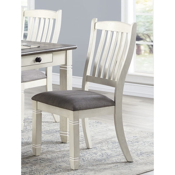Antique White, Gray Fabric - Inviting Seating for Family Meals in Dining Room