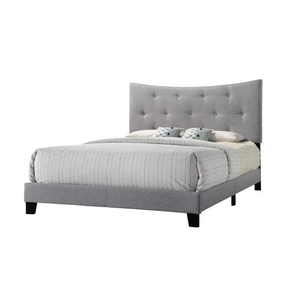 Gray Fabric Bed - Construction And Low Profile Queen In With Style