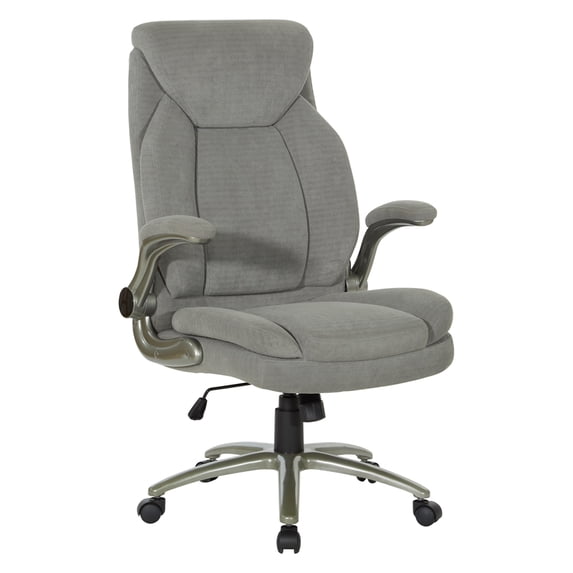 Gray Fabric Big & Tall Chair with Padded Flip Arms and Titanium Base ...