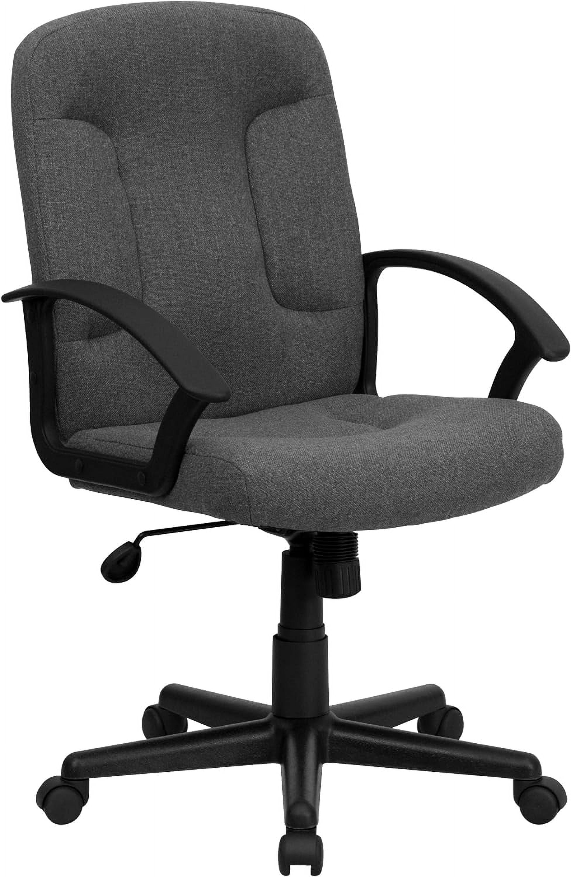 ErgoExec Mid-Back Gray Fabric Swivel Executive Chair with Nylon Arms