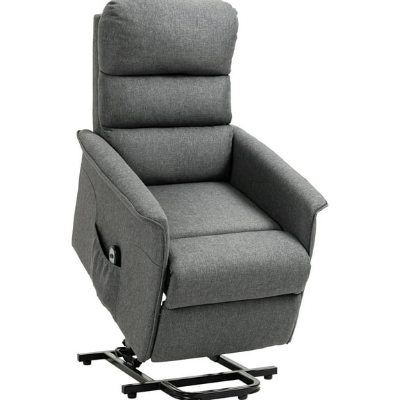 Gray Fabric Lift Chair For Elderly Users - Remote Control, Side Pockets Functional Storage Electric Reclining Power With & Home