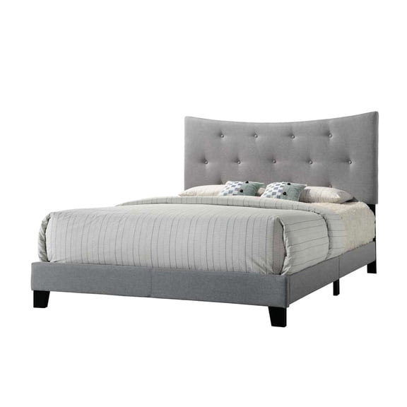 Gray Fabric - Low-Profile Footboard Design - Modern Bedroom - Contemporary Minimalistic Look