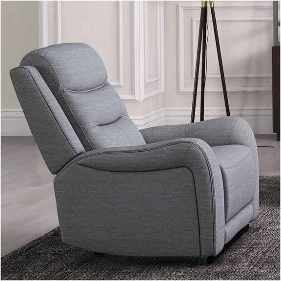 Gray Fabric Manual Recliner with Transitional Design, Modern Scroll Arms and Wide Seat, High-Density Foam Comfort for Living Room
