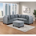 thumbnail image 1 of Gray Fabric Tufted Cushion 6pcs Sectional Sofa Set 3x Corner Wedge 2x Armless Chairs 1x Ottoman Couch Living Room Furniture, 1 of 10