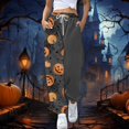 thumbnail image 1 of Gray Fall, Autumn, & Halloween Themed Pajama Pants Stretch Drawstring Lounge Pants, Soft Casual Wide Leg Pjs Sleep Bottoms S, 1 of 6