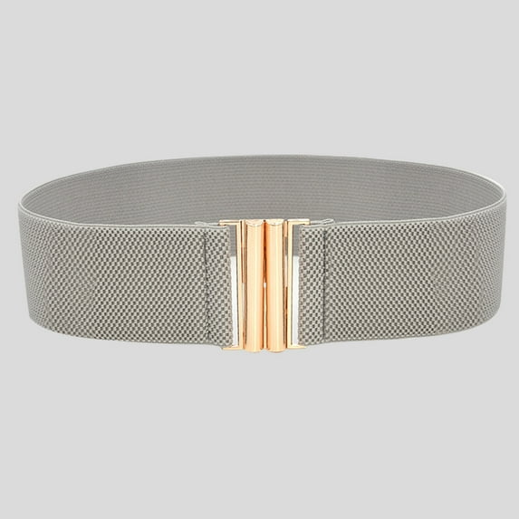 Gray Fashion Lady Wide Belts Women Elastic Belt Buckle Waist Dress Stretch
