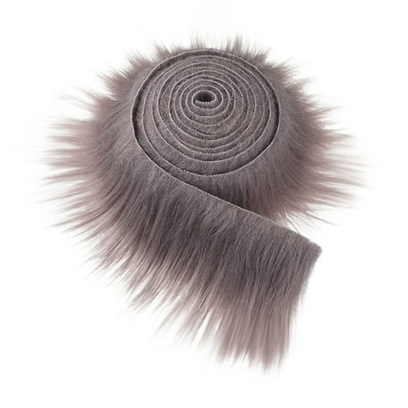 Gray Faux Fur Ribbon Trim Fabric Roll, 7.87x1.97x0.97 Inch for Christmas Tree Decor, Wreath Bows Craft – Artificial Fur Ribbon