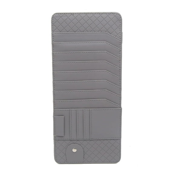 Gray Faux Leather Car Sun Visor CD DVD Storage Sunglass Card Holder Pocket