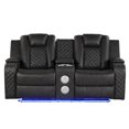 thumbnail image 1 of Gray Faux Leather Power Reclining Loveseat with LED Feature | Easy Recline, Personalized Comfort in Living Space | Luxurious Pebbled Faux Leather | Integrated Cup Holders for Beverage Convenience, 1 of 6