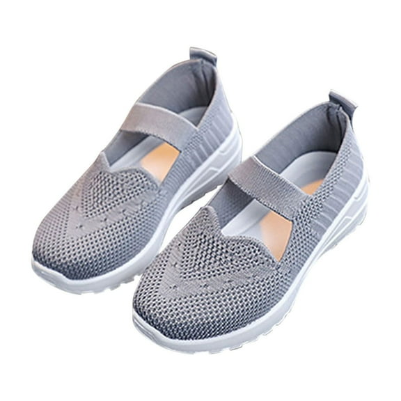 Gray Female Kids Casual Footwear With Soft Sole And Fashionable Design For Daily Use Ages 4-5 Years