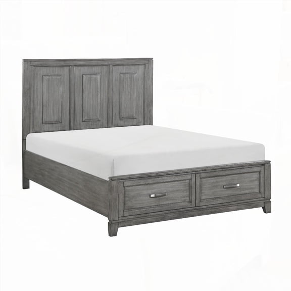 Gray Finish 1pc Queen Bed - Footboard with Ball Bearing Glides