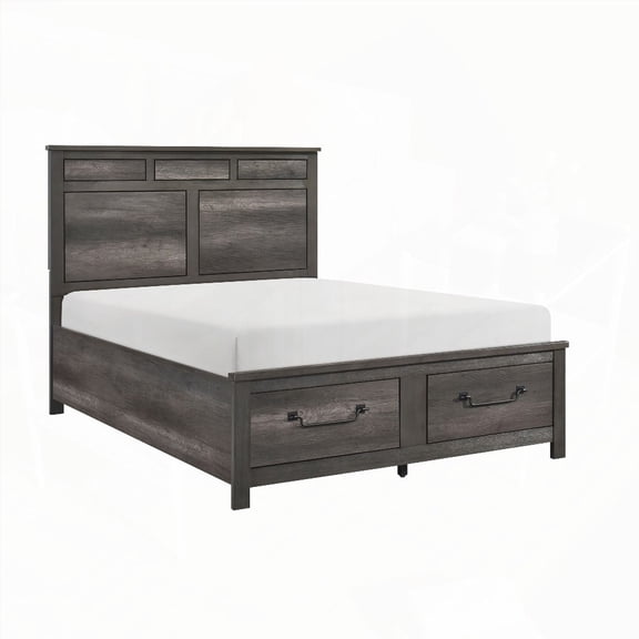 Gray Finish 1pc Queen Platform Bed Offering Footboard Storage & Traditional Design