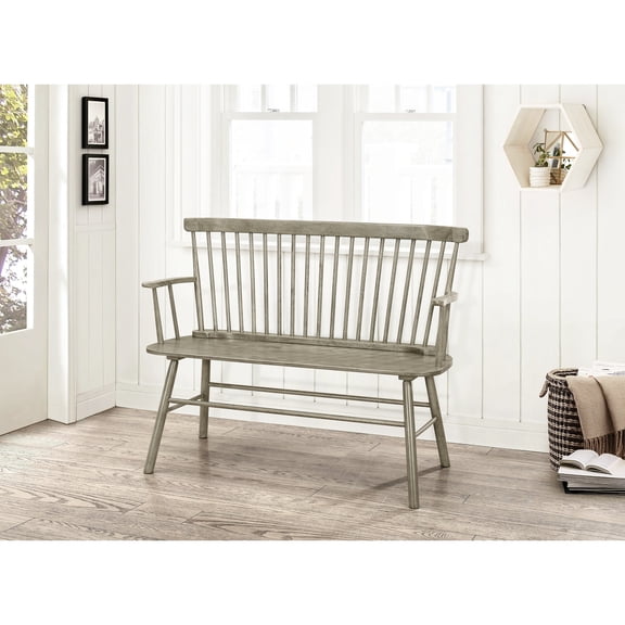Gray Finish Armrest Spindle Bench - Enhance Your Primary Living Space