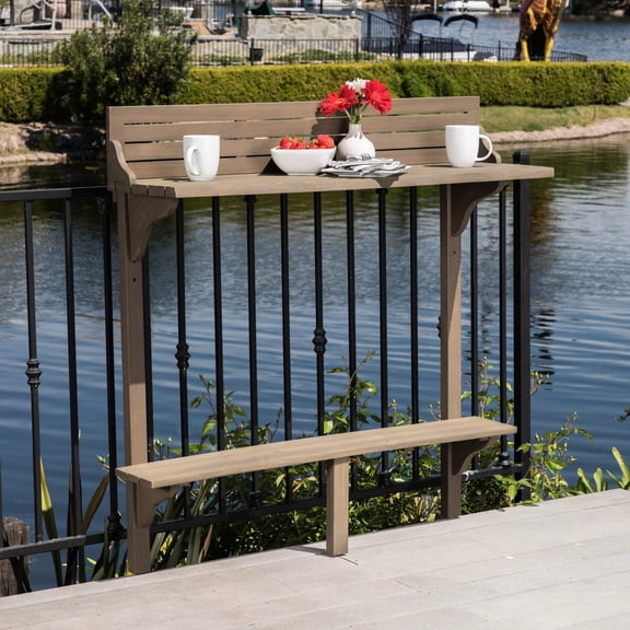Gray Finish Outdoor Table / Acacia Build / Saves Balcony Room