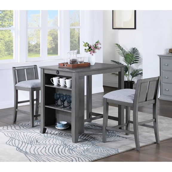 Gray Finish - USB Charging Ports - Small Space Gathering - Convenient Dining