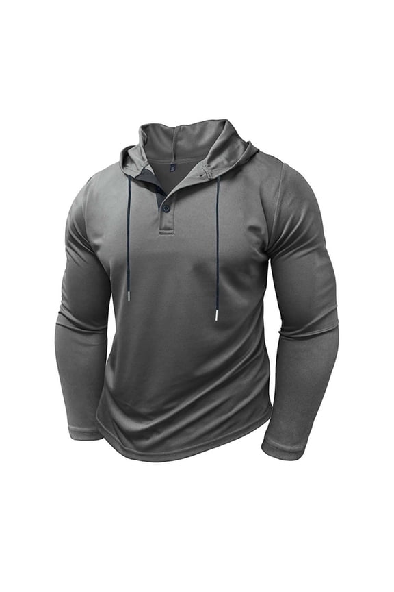 Gray Fish Net Hooded Cardigan Plain Casual for Man Summer Fall Long Sleeve Hoods Coat Man Button 2026 Clothes Country Concert Y2K 3XL