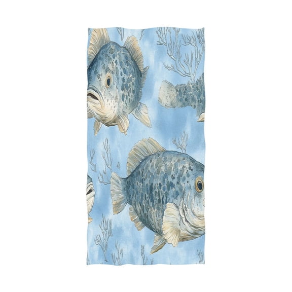 Gray Fish Pattern 64''x32'' Bath Towels Lightweight Quick-Dry Breathable Soft for Gym Travel Swim