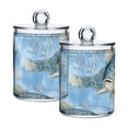 thumbnail image 1 of Gray Fish Pattern Cotton Swabs Cans Translucent Plastic Canisters Dustproof Lid for Bathroom Storage, 1 of 7