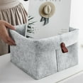 thumbnail image 1 of Gray Flannel Rectangular Storage Basket 9x10 Inch Fabric Organizer Bin for Snacks Socks and Sundries, Lightweight Portable Desktop Storage for Dorm Room Apartment Closet, 1 of 6