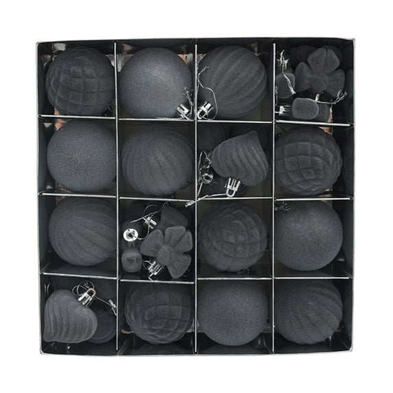 Gray Flocked Christmas Ball Ornaments Set Of 32 Pieces Gray Color Plastic Material 6Cm For Christmas Tree Decoration Home Holiday Party Garland Centerpiece