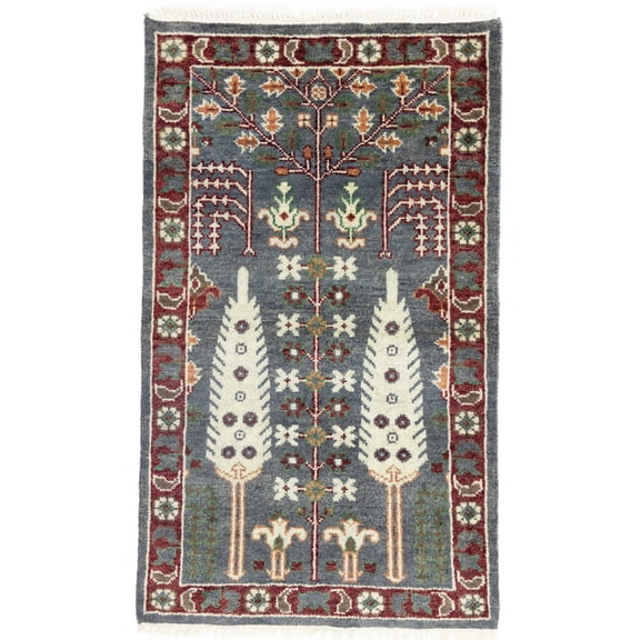 Gray Floral 3X5 Tree of Life Chobi Oriental Rug
