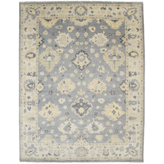 Gray Floral 9X12 Oushak Chobi Oriental Rug