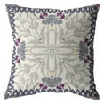 thumbnail image 1 of Gray Floral Frame Indoor Outdoor Zippered Throw Pillow, 1 of 4