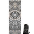 thumbnail image 1 of Gray Floral Mandala and Leaf Pattern Hot Yoga Mat Towel Non Slip for Hot Yoga - Quick-Drying Yoga Mat Cover with 4 Corner Pockets with Travel Bag - Hot Yoga Towel Non Slip 74"x26", 1 of 6
