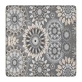 thumbnail image 1 of Gray Floral Mandala and Leaf Pattern Square Fitted Tablecloth with Elastic Edge,Square Table Cover,Washable Elastic Table Cover for Home Kitchen Party Decor 36"x36", 1 of 6