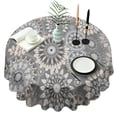 thumbnail image 1 of Gray Floral Mandala and Leaf Pattern Round Tablecloth 60"x60",Wrinkle Wipeable Table Cloth for Kitchen Dining Room Picnic Patio Party, 1 of 6