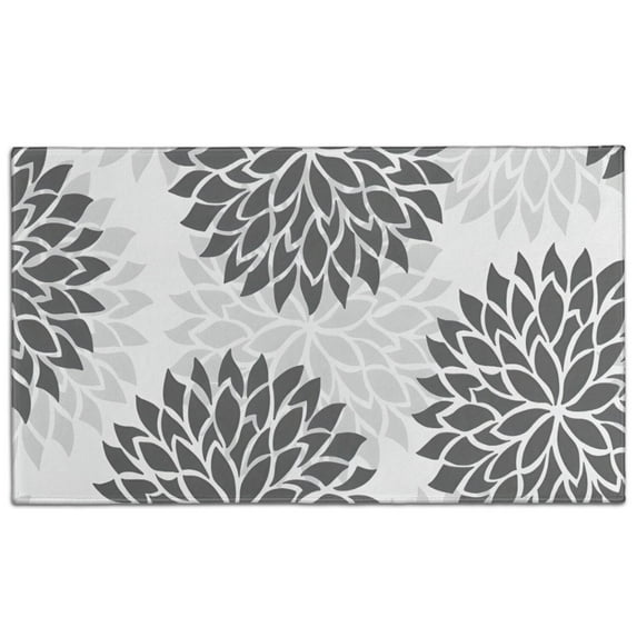 Gray Floral Pattern Door Rugs,Washable Non Slip Door Mats Indoor,Decorative Door Mats,Entry Mat Indoor for Entrance,Bedroom,Kitchen,Bathroom,17"x30"