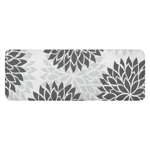 Gray Floral Pattern Kitchen Rug Mat,Kitchen Runner Rugs Non Skid Washable,Decorative Kitchen Floor Mats for Kitchen,Sink,Laundry,17"x47.2"