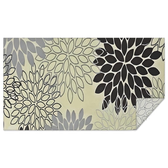 Gray Floral and Petal Pattern Rectangle Tablecloth 60"x102",Waterproof Polyester Rectangle Table Cloth, Wipeable Spillproof Polyester Tablecloth for Dining, Camping, Indoor and Outdoor