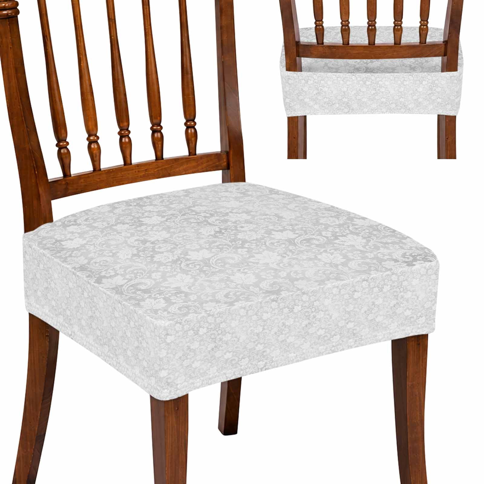 Gray Florals Seat Cover for Dining Room Chairs, Abstract Damask Flowers ...