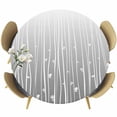 thumbnail image 1 of Gray Flower Round Tablecloth, Fitted Table Cover with Elastic for 45"-54" Round Tables, Geometric Stripe Gradient Branch Minimalist Table Cloth Outdoor Indoor Dinning Party Waterproof Tablecloths, 1 of 7