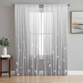 thumbnail image 1 of Gray Flower Sheer Curtains 72 Inch Length 2 Panels Set, Geometric Stripe Gradient Branch Minimalist Voile Window Treatment Rod Pocket Curtains Sheers Drapes for Bedroom/Living Room/Kitchen 52"x72"x2, 1 of 7