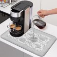 thumbnail image 1 of Gray Flowers Dish Drying Mats for Kitchen Counter, Floral Geometric Classic Traditional Border Absorbent Coffee Bar Mat with Non-slip Rubber Backed Quick Drying Dish Rack Pad 16"x24", 1 of 9