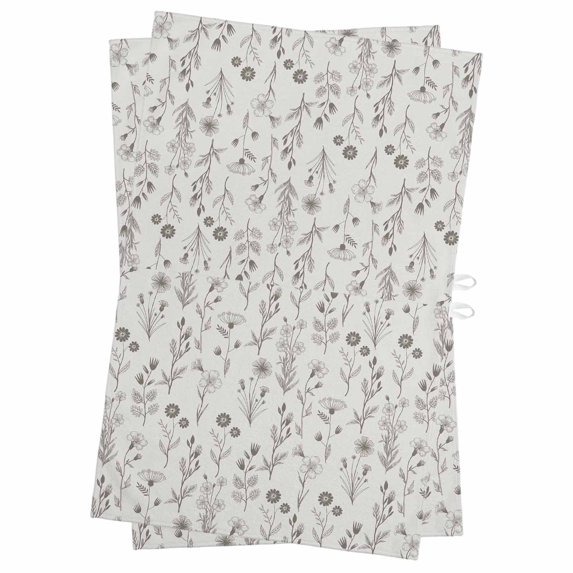 Gray Flowers Kitchen Towels Set of 2, Water Absorbent Dish Towel, Spring Summer Farmhouse Botanical Decorative Hand Towels - Quick Drying Cloth for Cooking Baking, 18x28 Inch