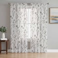 thumbnail image 1 of Gray Flowers Sheer Curtains 63 Inch Length 2 Panels Set, Spring Summer Farmhouse Botanical Voile Window Treatment Rod Pocket Curtains Sheers Drapes for Bedroom/Living Room/Kitchen 52x"63"x2, 1 of 7