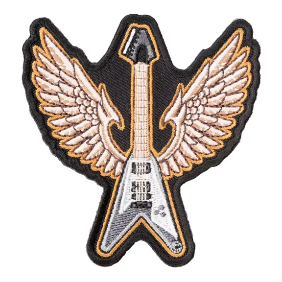 Gray Flying V Bass Guitar Patch, Musical Instruments Patches.
